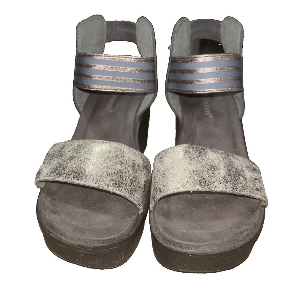 Pierre Dumas Hester Gray Womens 7.5 Metallic Platform Wedge Sandals Comfort Boho - Picture 4 of 8